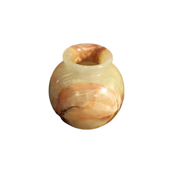 Natural Onyx Small‎ Round Vase Home Decor SKUH026 - Picture 2 of 3